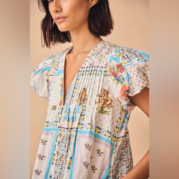 Hunter Bell Wilkes cotton mini dress in patchwork quilt print - Picture 3 of 10